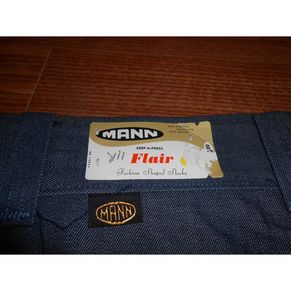 Kids 70's Vintage MANN Pants Boy/Girl 11 Regular Unisex Flare Hippie Blue Jeans!